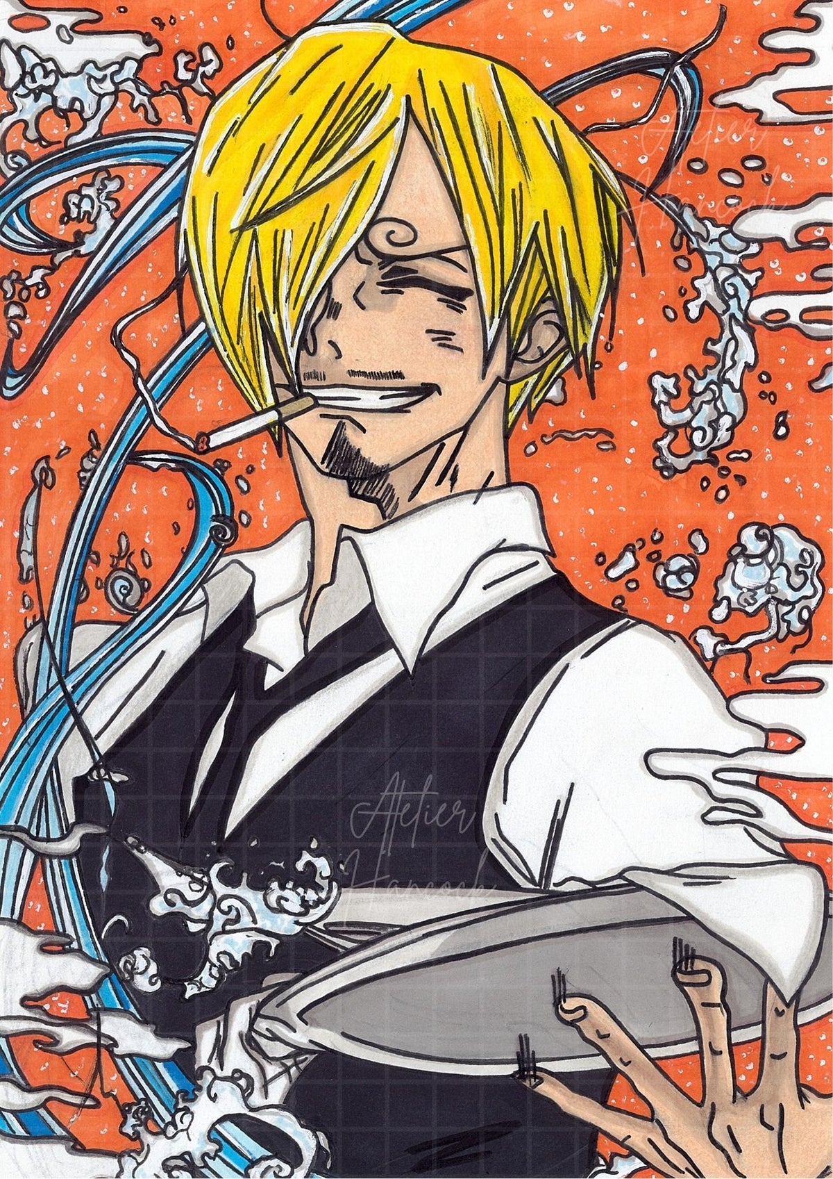 Poster artisanal de Vinsmoke Sanji – Création 100% Made in France