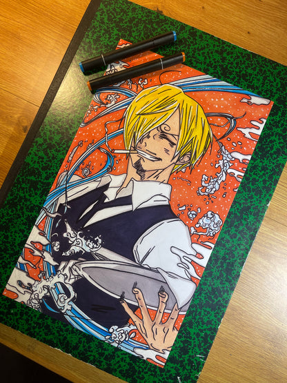 Poster artisanal de Vinsmoke Sanji – Création 100% Made in France