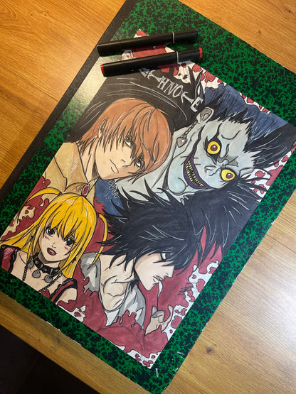 Poster artisanal de Death Note - Création 100% Made In France