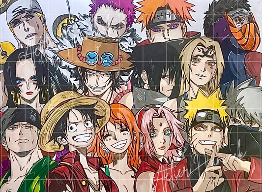 Poster artisanal Naruto VS One Piece Made-In-France