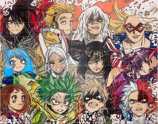 Poster artisanal inspiré de My Hero Academia – Création 100% Made in France
