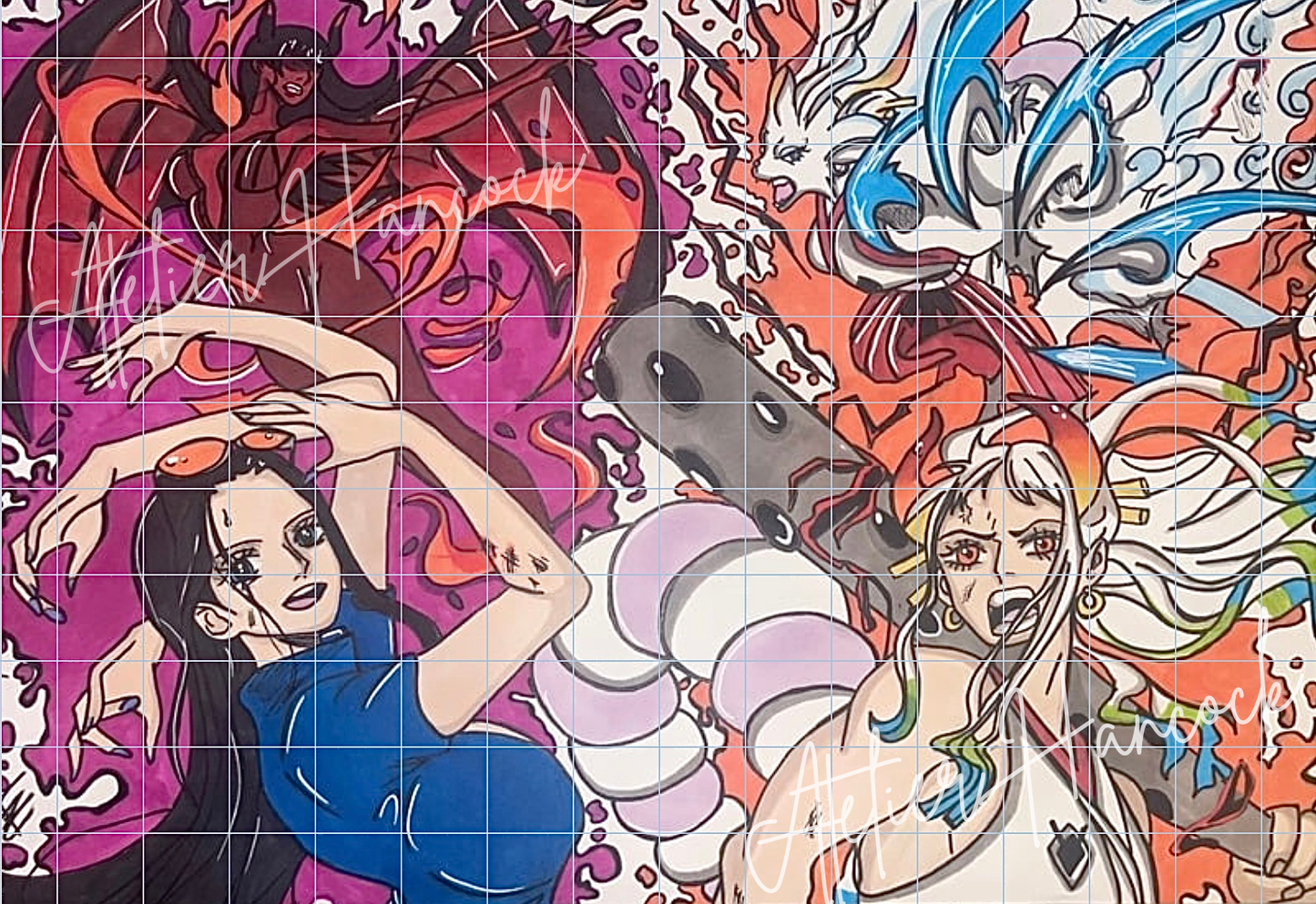 Poster Yamato VS Robine dans le manga One Pièce-Made-In France